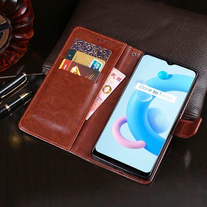 Funda Para Tableta Con Soporte Para Tarjetas Para Realme Pad Mini Funda Protectora De Cuero Sintetico Resistente A Los Golpes Con Banda Elastica Y Estampado De Lineas Color Rojo