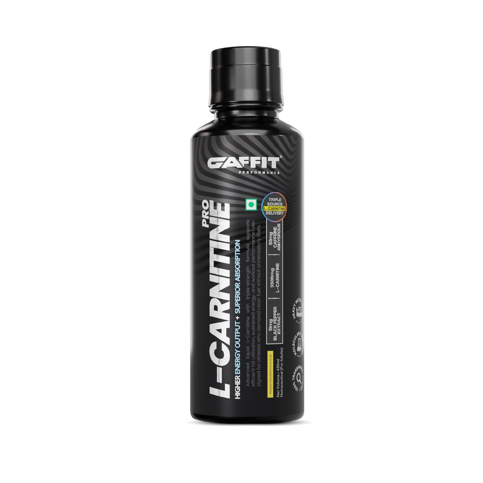 L-Carnitine Pro Liquid | 3500 mg L-Carnitine per Serving | With Caffeine, Green Tea Extract & Absorption Support | Zero Sugar, Low Calorie Fat Utilisation Formula | 450 ml (Mango-Pineapple)-image-49