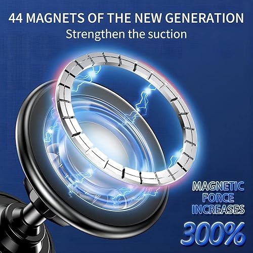 Miniatura 7 de Compatible con soporte de automóvil MagSafe, nueva actualización de 44 imanes fuertes Soporte de teléfono para automóvil con rotación de 360,