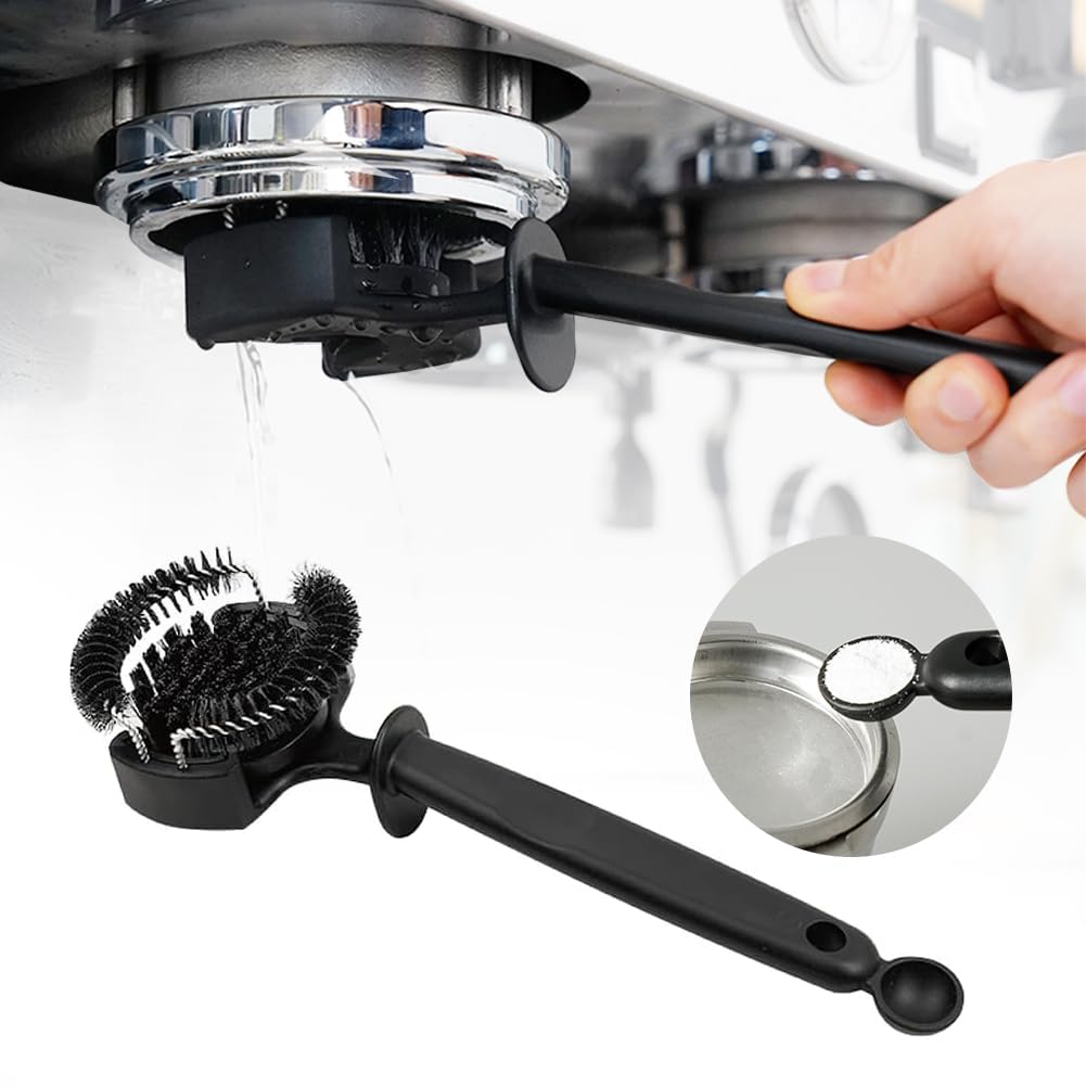 watchget Espresso Coffee Machine Cleaning Brush Espresso Group Head Cleaning Brush Detachable 360°Nylon Bristles Espresso Machine Cleaning Tool V2