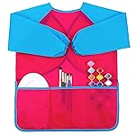 Zkptops Kid Art Smocks Waterproof Kids Painting Aprons Toddler Art Smock Kids Paint Smock with Long Sleeve 3 Roomy Pockets for Age 3-7 Years(Pink)