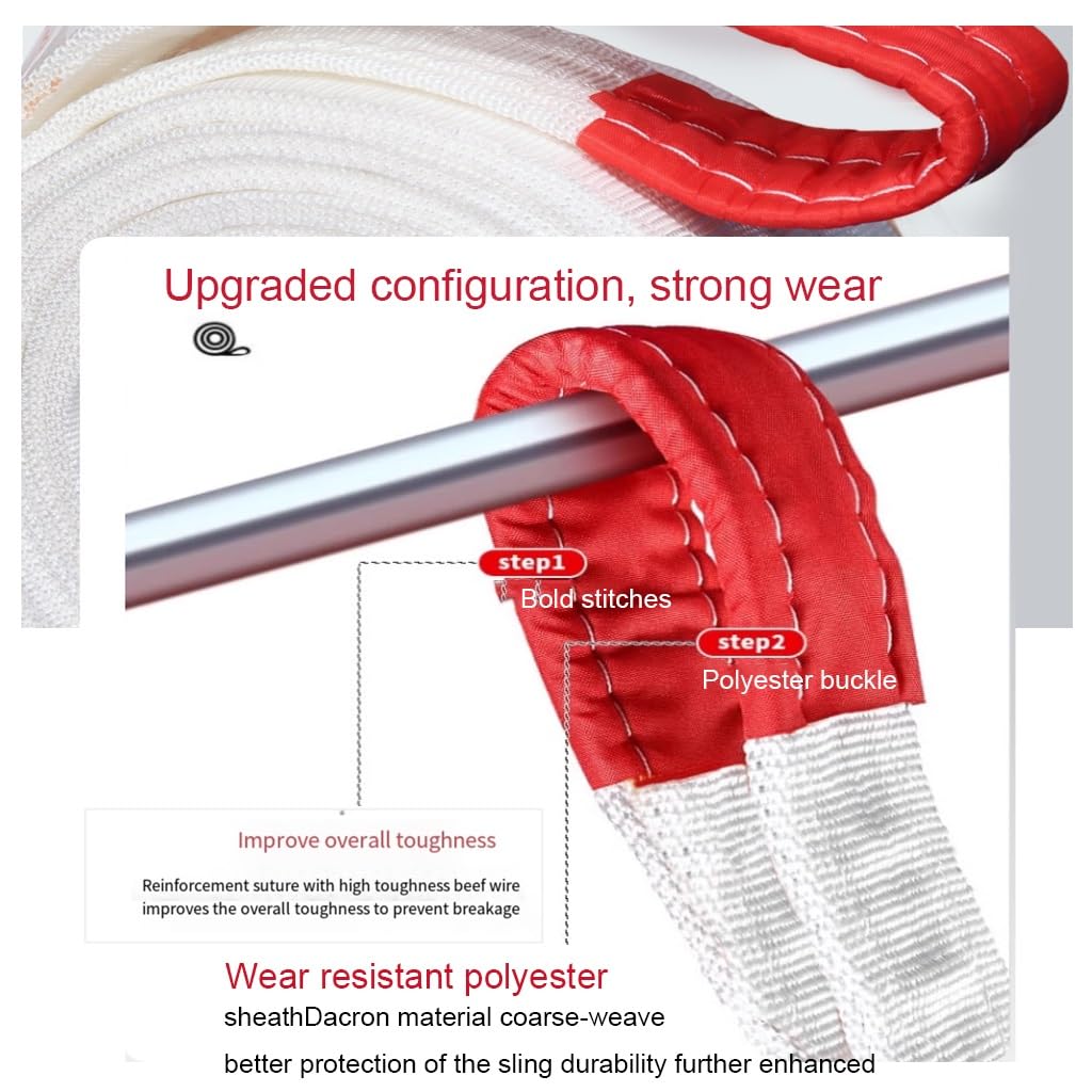 Flaches, Flexibles Hebeband für Industriekrane, weiches, weißes, verdicktes Hebeband, Industrieseil für Anhänger, 3 t – 6 m,3t-6M