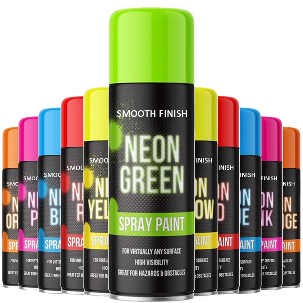 Alezyb Green - 1 X Neon Spray Paint 400Ml 151 Fluorescent Bright Aerosol Extra Bright Graffiti (Banksey) Paint Assorted Colour