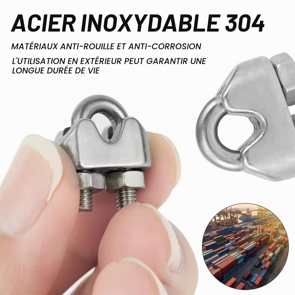 NEWFUN Tendeur Cable, Kit de Suspension de Lumière, Kit de Tension de fil M6 avec Câble Enduit de PVC 5mm,pour Kit de Garde Corps,Fil a linge,Plantes Grimpantes