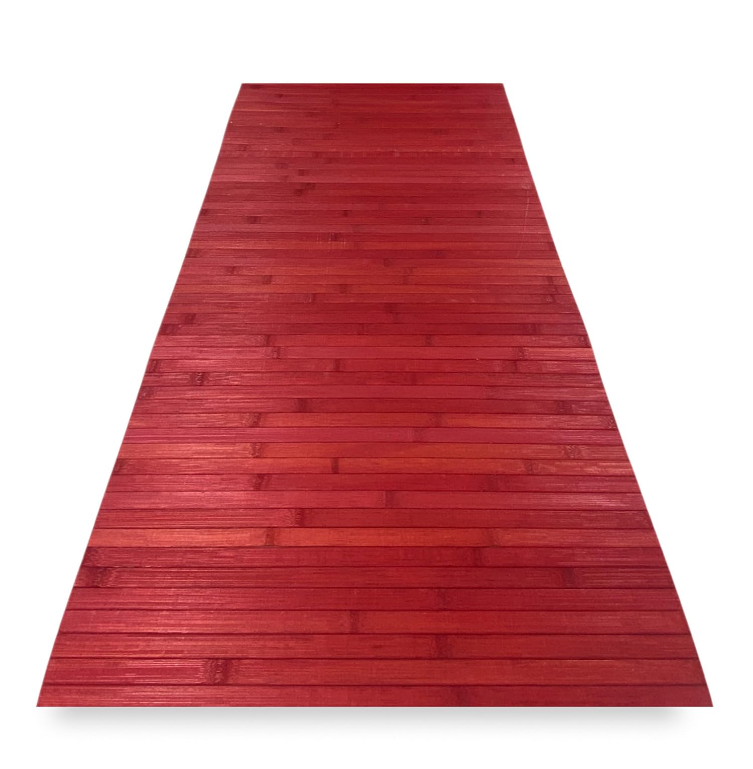 Alfombra de cocina de madera de bambú WOODY – Rojo liso, antideslizante, fácil de limpiar – 50 x 140 cm