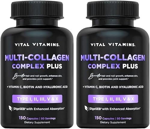 Miniatura 10 de Vital Vitamins Multi Collagen Plus - Biotina, ácido hialurónico, vitamina C - Colágeno para mujeres y hombres - Suplemento de apoyo al crecimiento