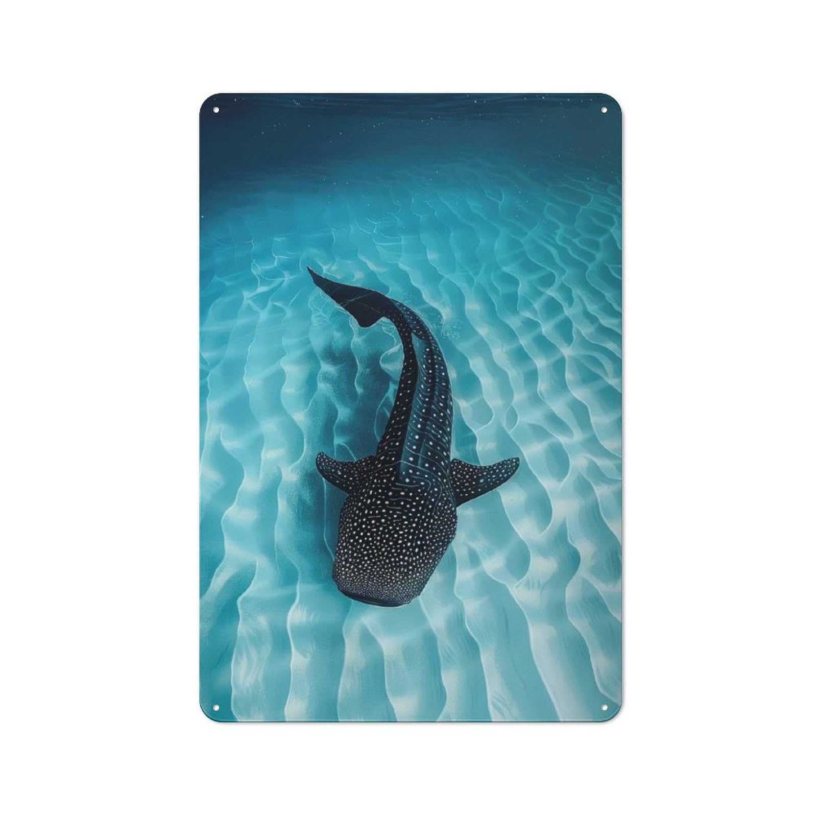 Junmoney Whale Shark Distressed Look Decorative Tin Sign 30X20cm, Vintage Wall Decor For Lounge, Study, Pub Or Wall Gallery