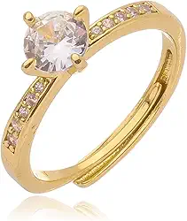 Anel Solitário Ajustável Ouro