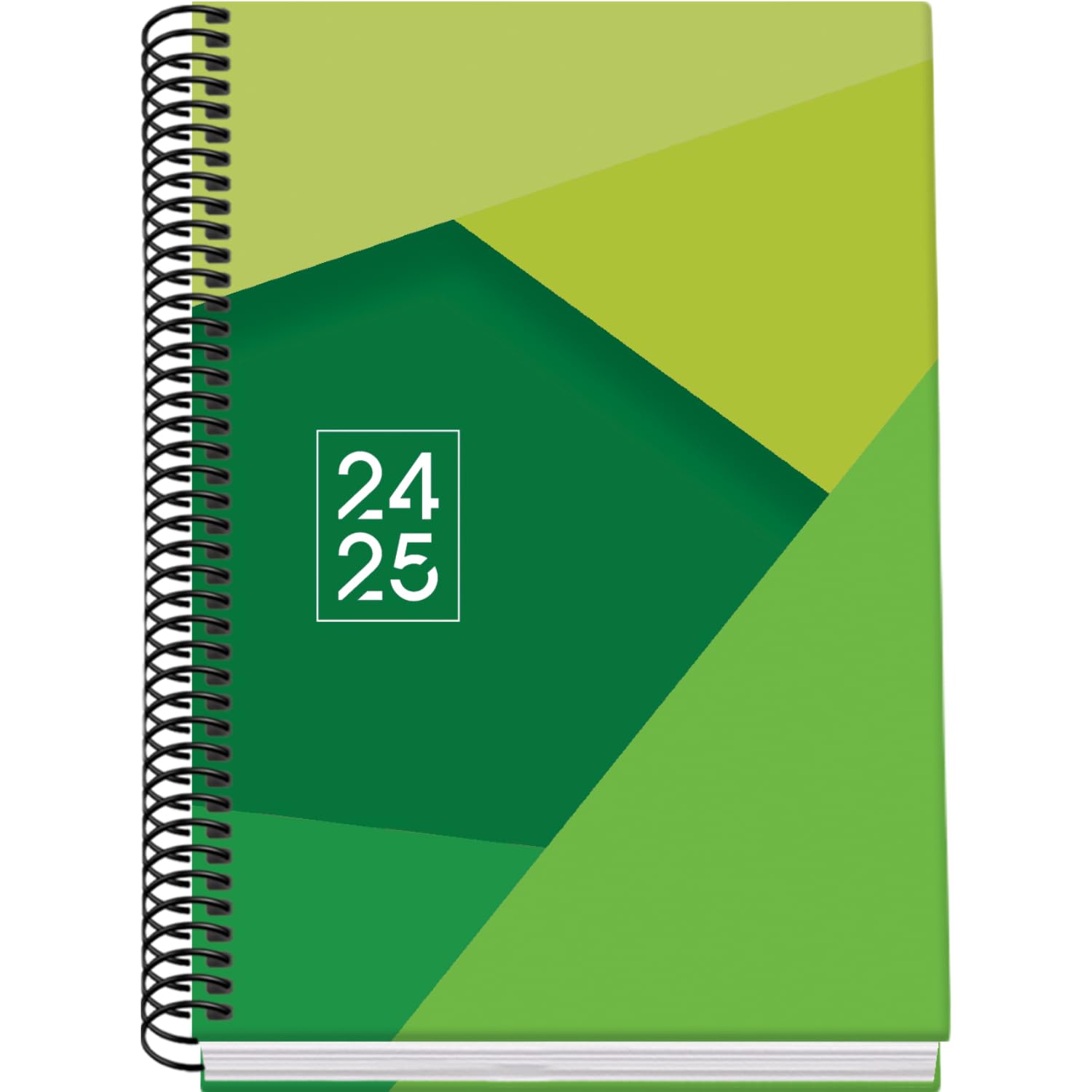 Dohe - Agenda Escolar 2024 2025 - Día por Página, Tamaño A5 (15x21 cm), Cierre de Anillas, Tapa Dura, Español e Inglés, Septiembre a Junio, Material Escolar - TANGRAM Verde