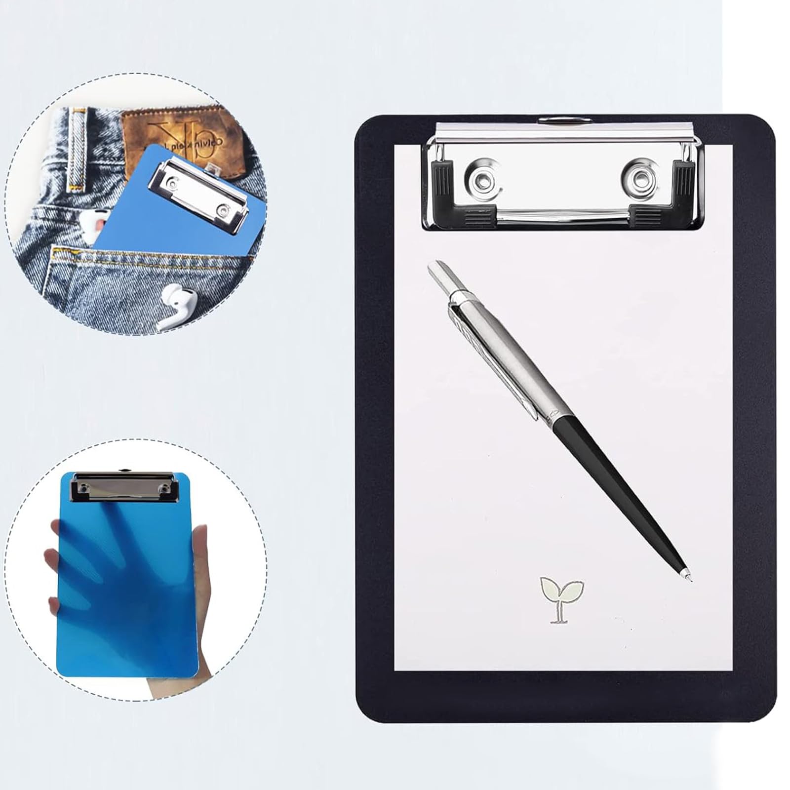 Mini Clipboard, 10 x 15 cm Plastic Clipboard, Small Clipboards with Pen Holder for Notepads Receipts, Pocket Lists (Black, 2 Pack) - Image 4