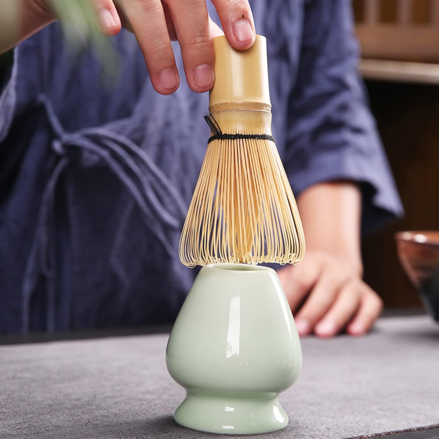 Japanese Matcha Tea Set, Matcha Whisk Set, Bamboo Whisk, Scoop, Sieve, Matcha Bowl & Whisk Holder, Perfect Kit for Japanese Matcha Tea Preparation