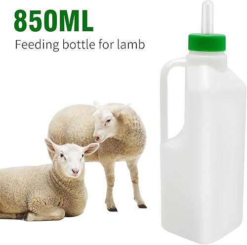 Miniatura 2 de 1 biberón de cordero de 28.7 fl oz con asa + 5 pezones para pezones, alimentación animal para ovejas, cordero, cerdito, cabra