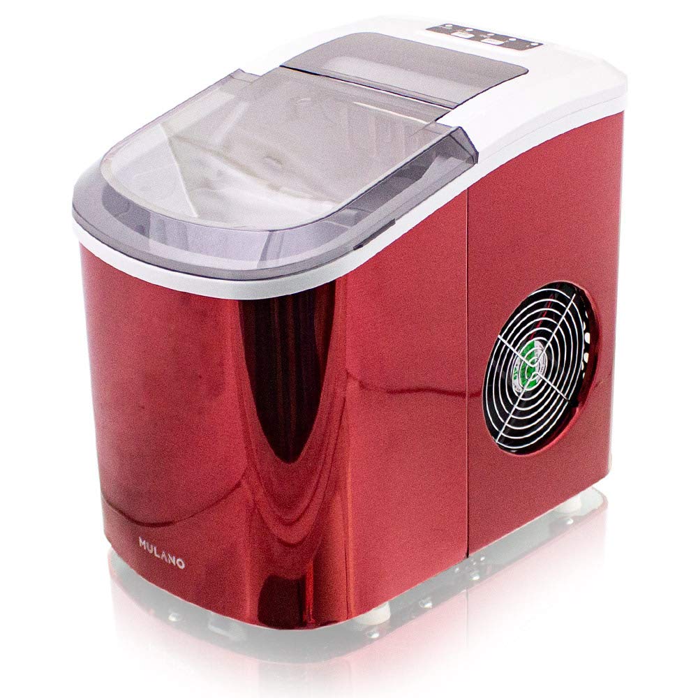 Eiswürfelmaschine Edelstahl Eiswürfelbereiter Eiswürfel Ice Maker Eis Maschine Icemaker (Rot)