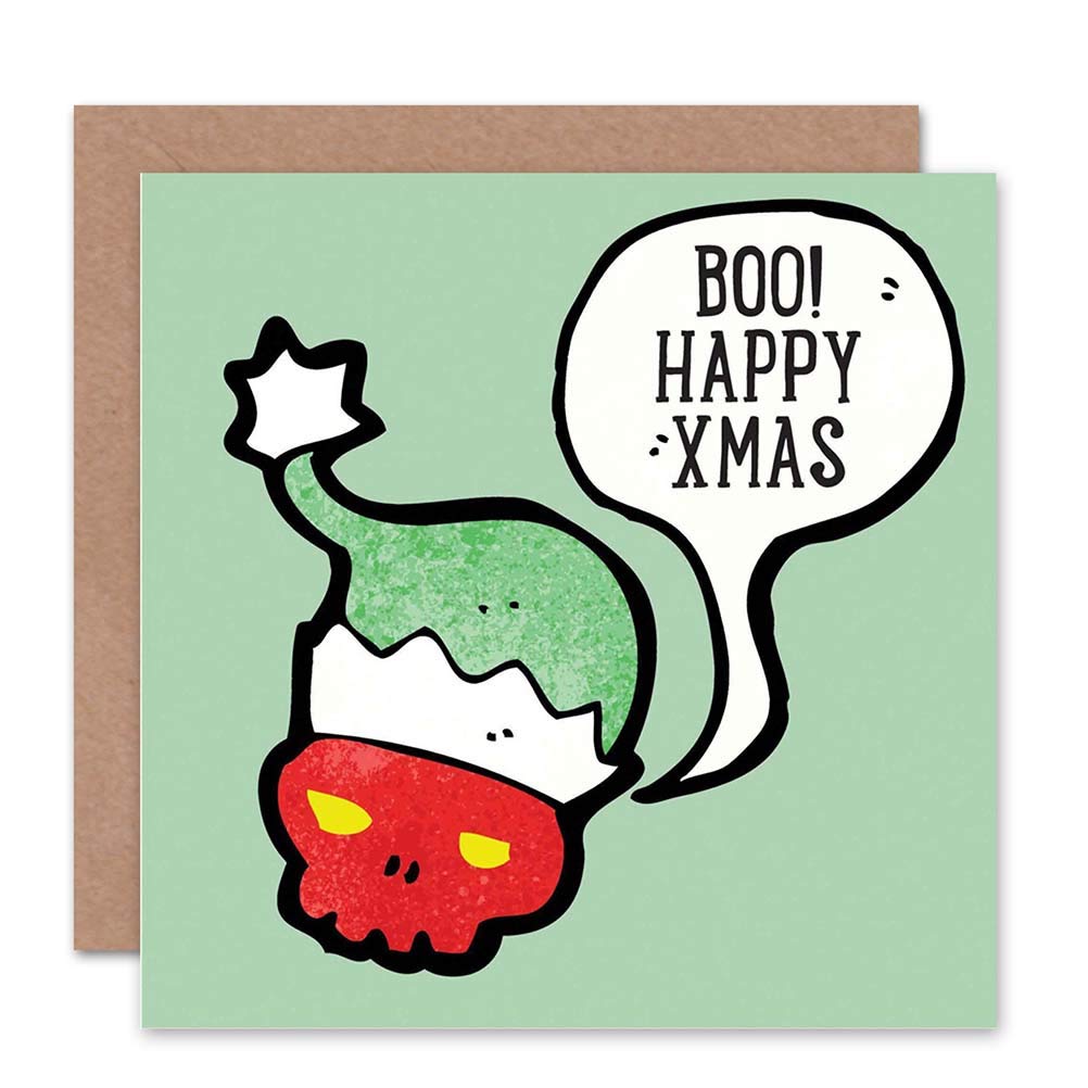 Wee Blue Coo NEW SCARY CHRISTMAS SKULL BOO HAPPY XMAS BLANK CHRISTMAS CARD