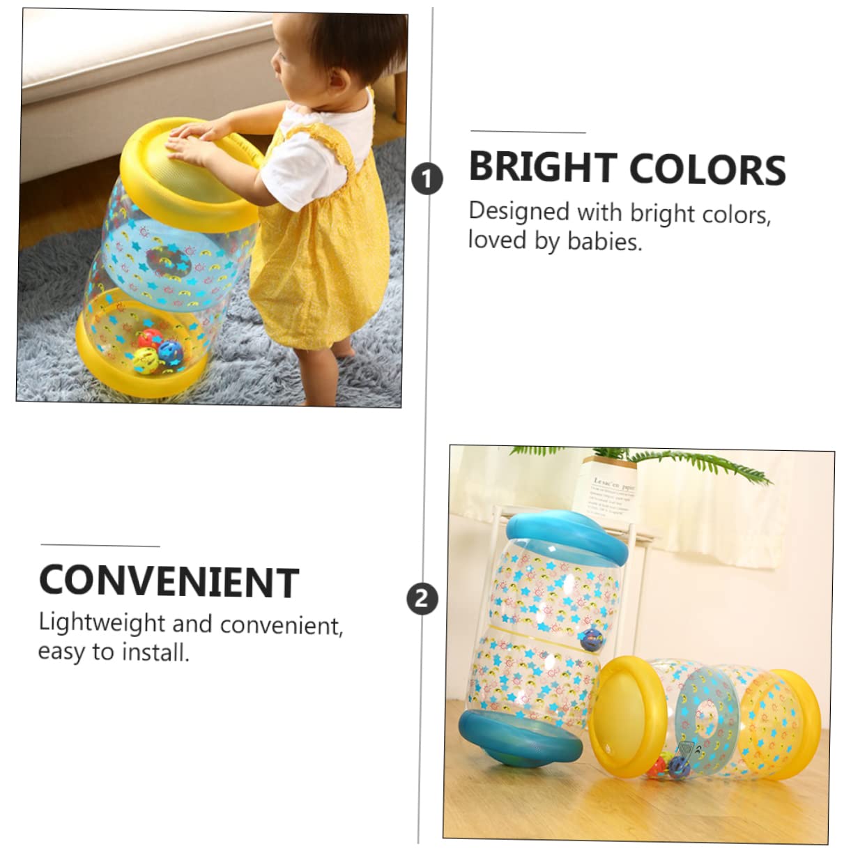 Vaguelly Baby Crawl Helper Plastic Crawling Training Tube Baby Toys for Hearing Touch Exercise