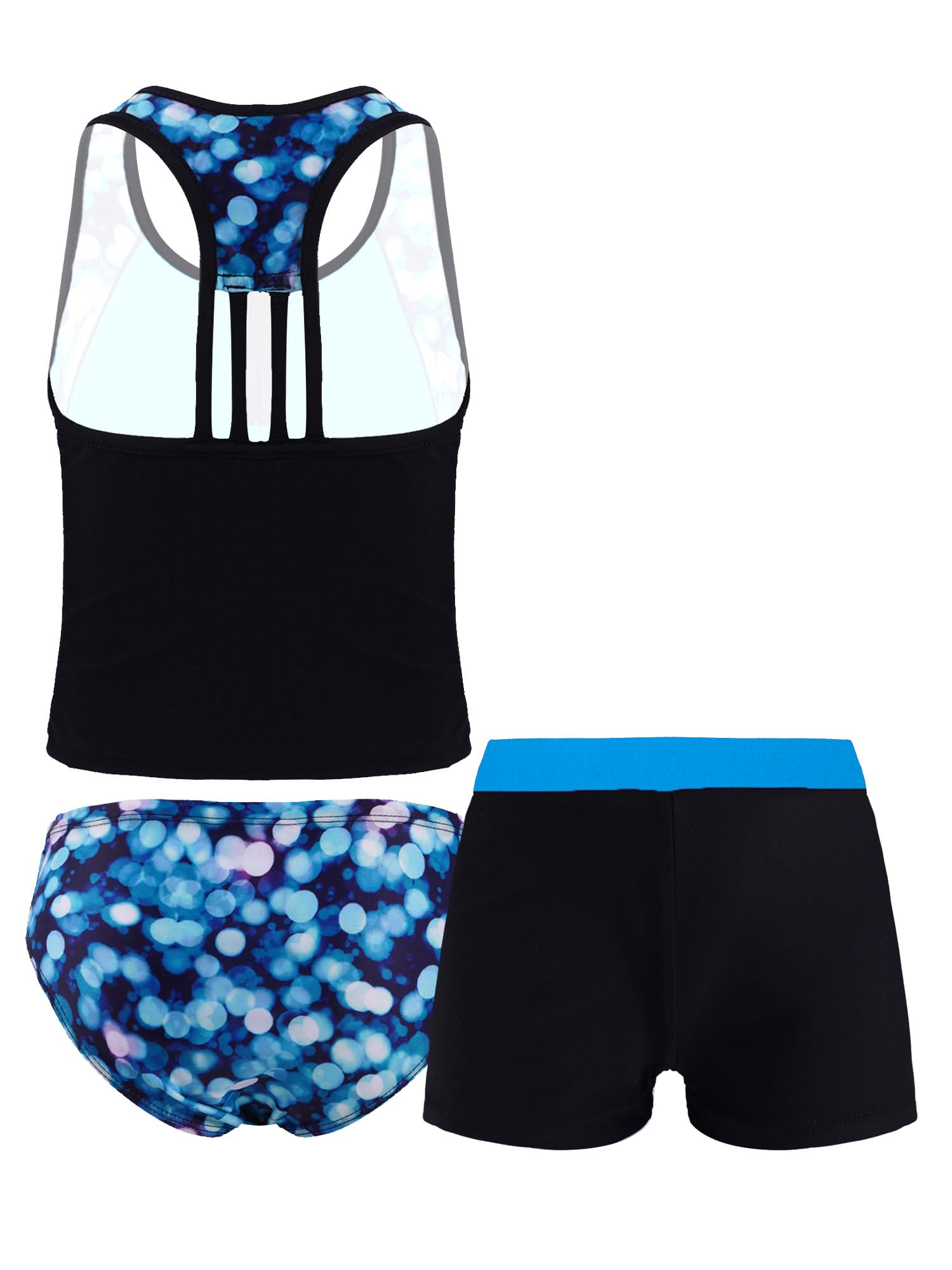 IEFIEL Traje de Baño Tres Piezas Niña Tankini Secado Rápido Ropa Playa Piscina Surf