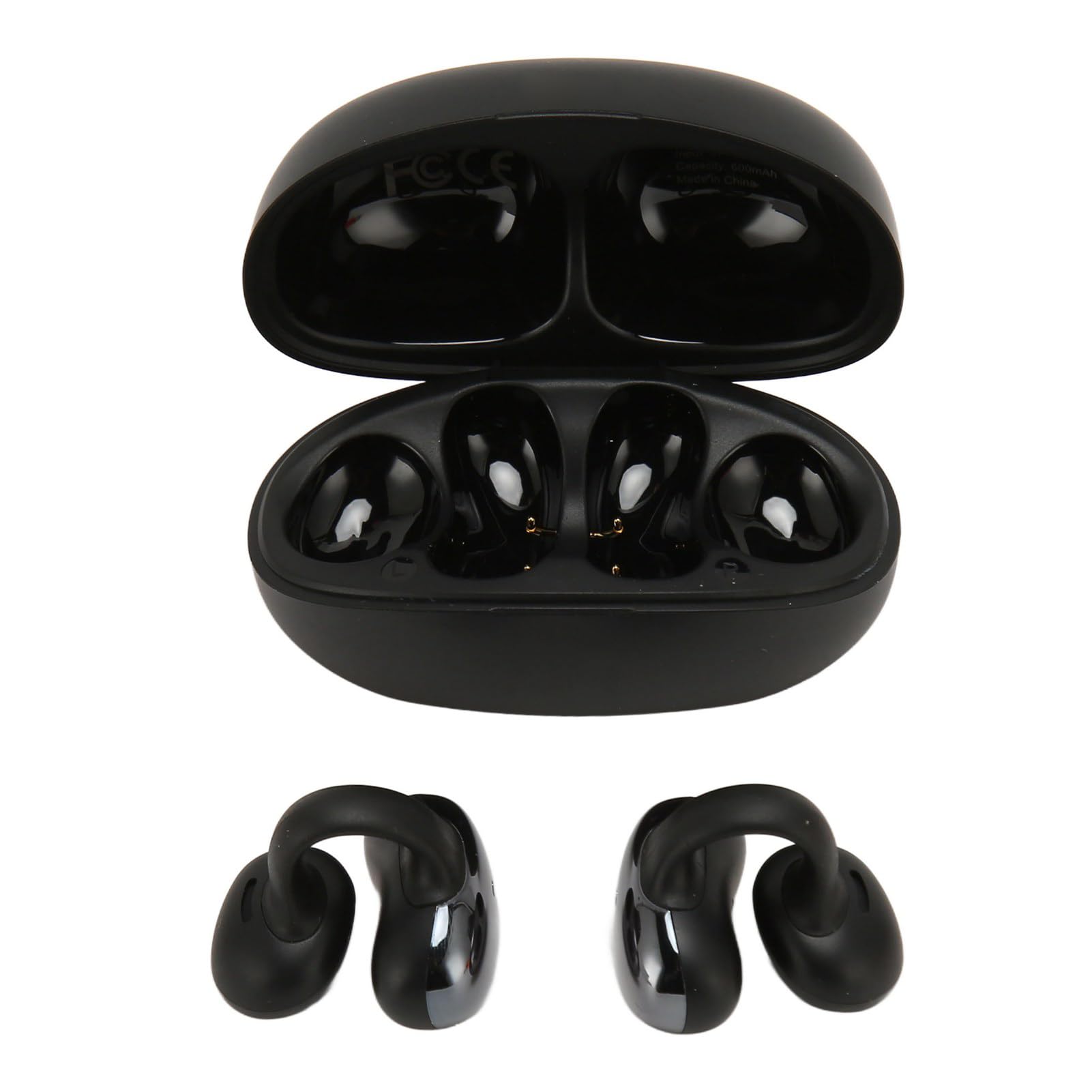 Auricolari Bluetooth 5.3 con Clip, PX5 Auricolari Impermeabili con Controllo Touch e Cancellazione del Rumore con Custodia di Ricarica per Sport Aziendali (BLACK)