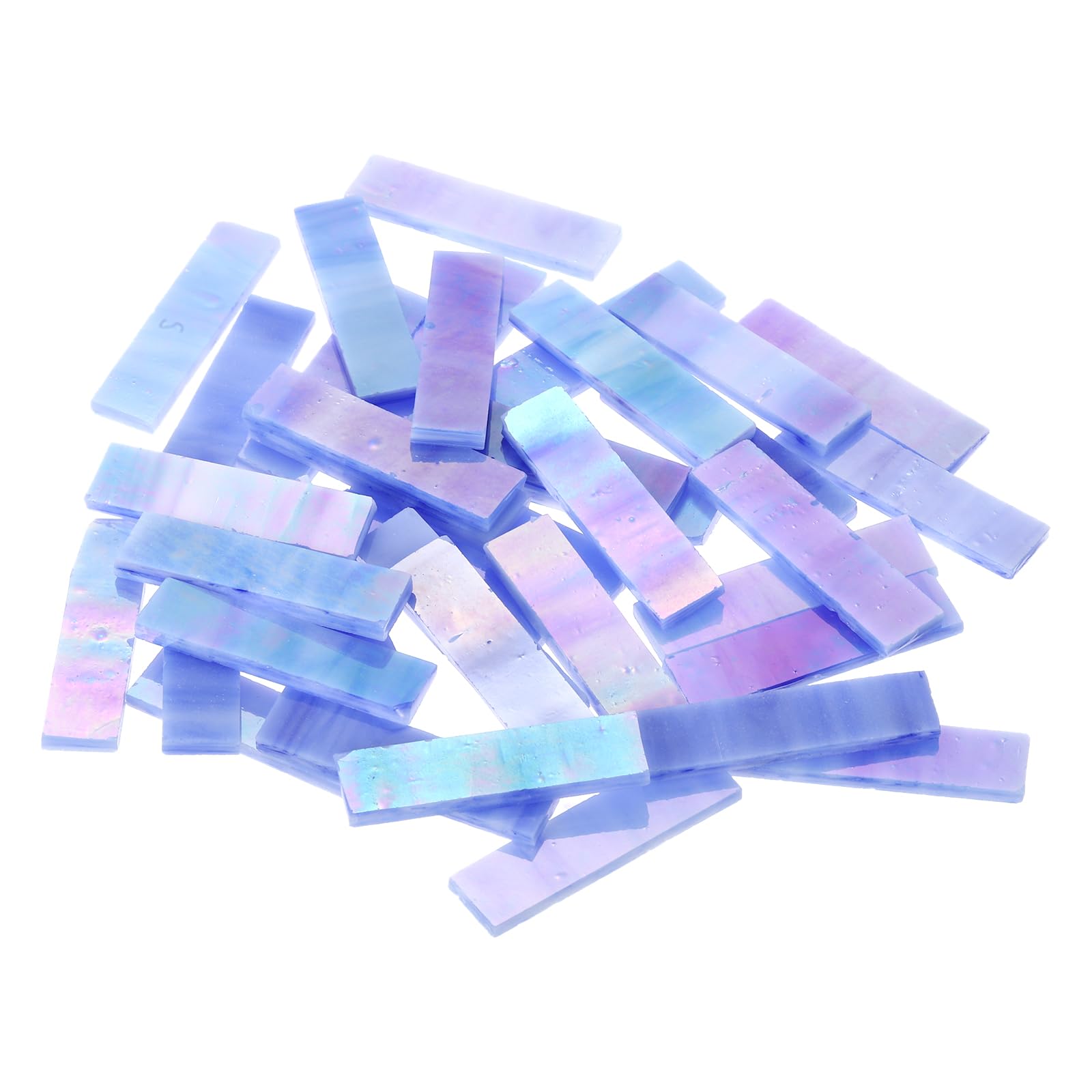 sourcing map Rectangular Mosaic Tiles Stained Glass Strips, 1.57" x 0.4" Iridescent Sky Blue Glass Pieces 100g/3.53 oz Mosaic Tile Making Supplies for DIY Handmade Crafts and Home Decoration