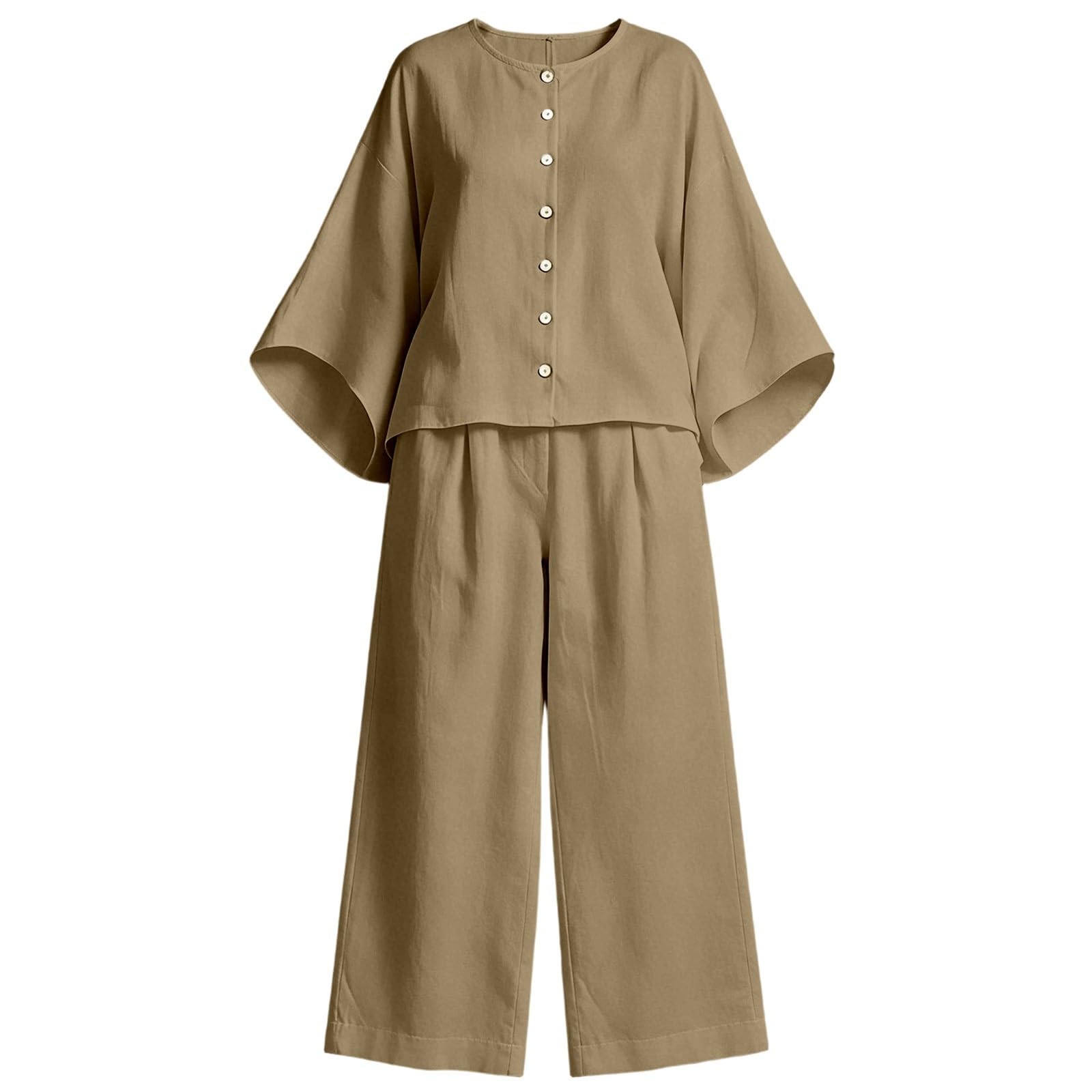 Completo Donna Estivo da Spiaggia - Coordinato Donna Pantalone E Top Completo Due Pezzi Casual con Pantaloni a Gamba Larga E Traspirante Ideale per Il Relax Estivo Viaggi