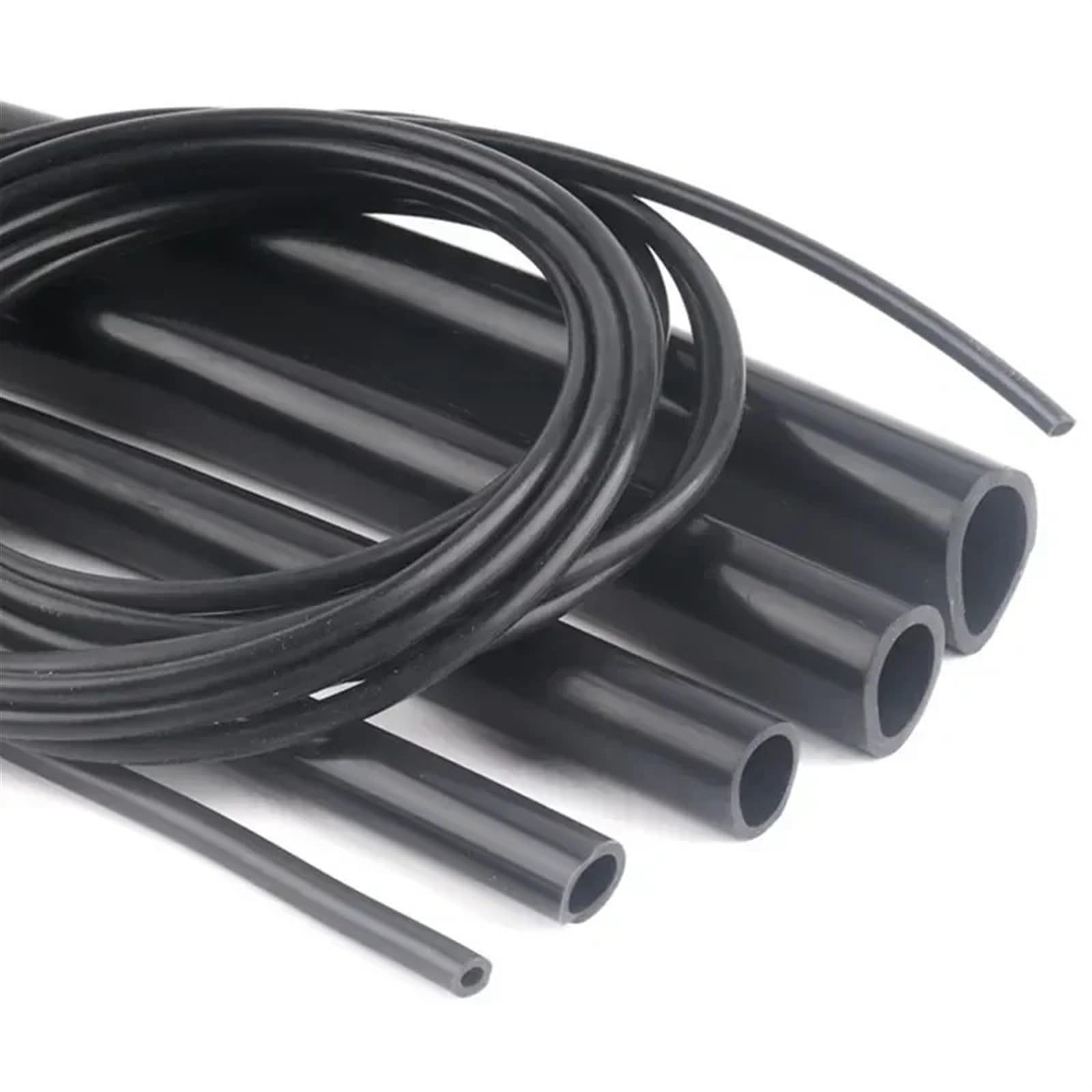 Tubo Gasolina Moto Juego de 1/3/5 metros de tubo de silicona negro flexible for bomba de aire de acuario, manguera de goma suave, resistente al calor, tubo for tanque de combustible de alta presión(5M