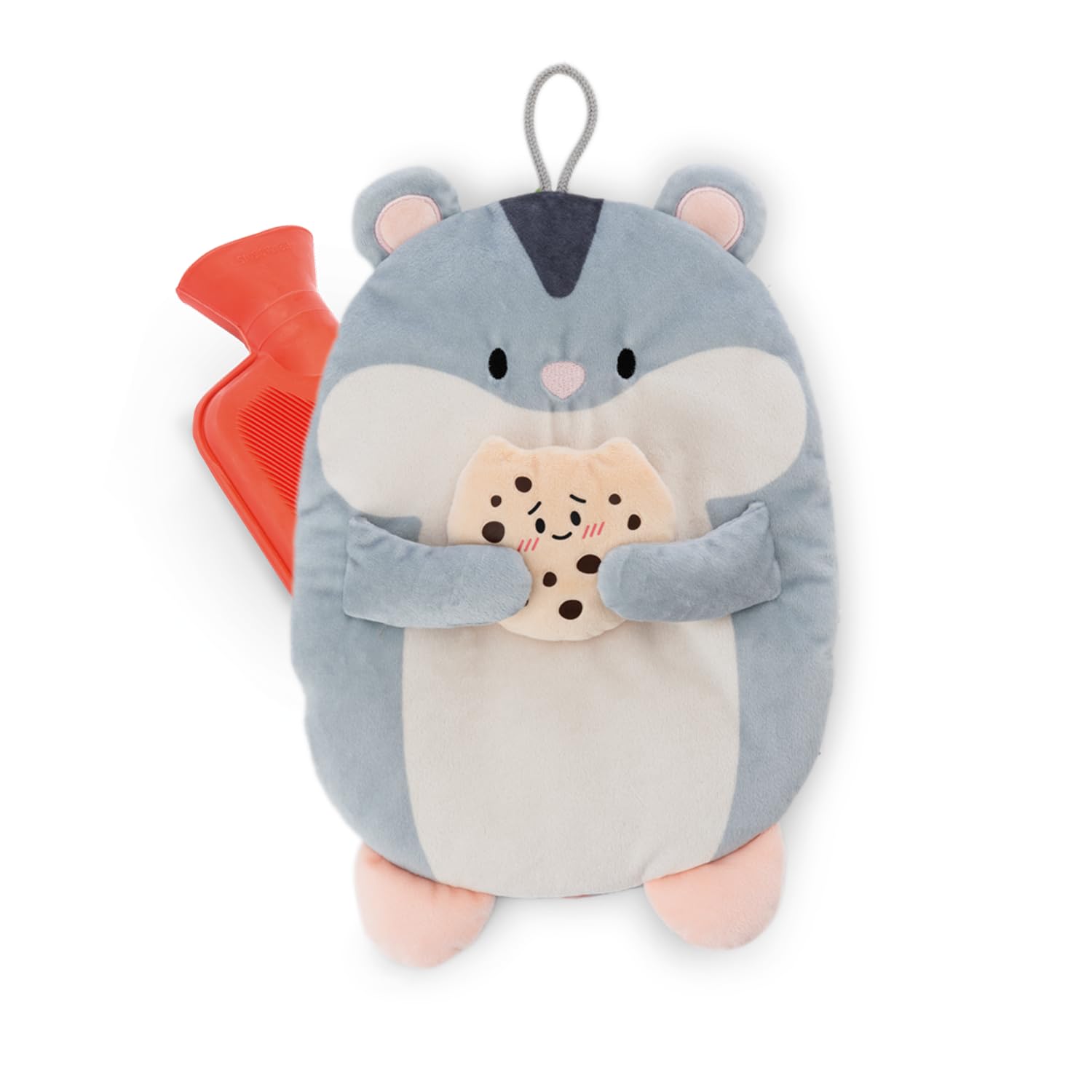 NICI Wärmflasche mymochi Hamster Shai mit Cookie 300ml 30cm - grau - Kuscheliges Wärmetier ab 10 Monaten – Plüschtier-Wärmflasche, Wärmebeutel für Kinder und Erwachsene | 61939