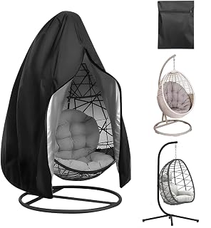 Hängesessel Abdeckung Outdoor, Winddicht Schutzhülle für Hängesessel 210D Oxford Wasserdicht Patio Schutzhülle mit Reißverschluss Zugband für Schwebesessel, 190x115cm