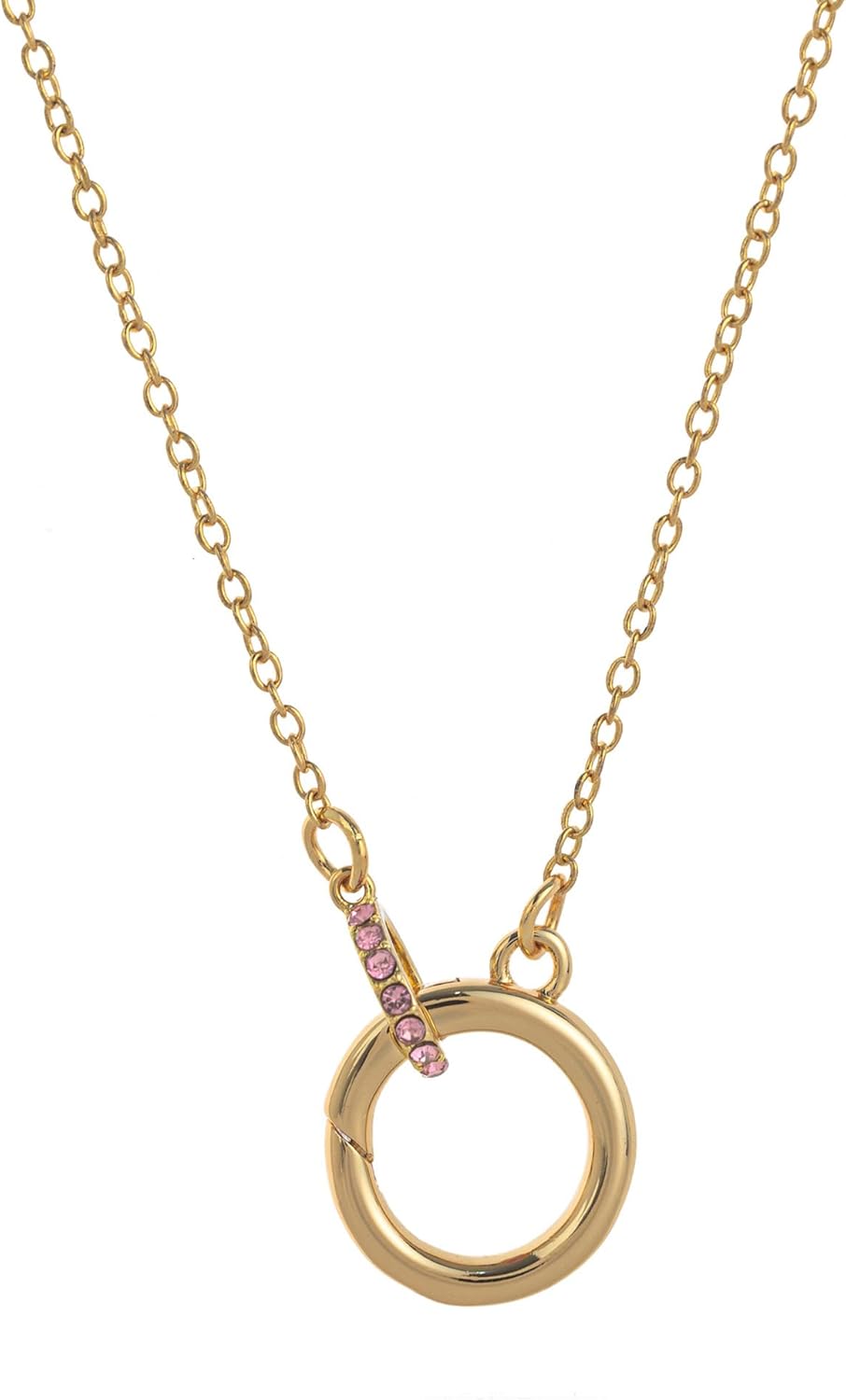 12 Birthstone Interlocking Circle Pendant Necklaces for Women, Trendy Non Tarnish Dainty Gold Plated Simple Ring Charm Holder Necklace Jewelry Birthday Gifts