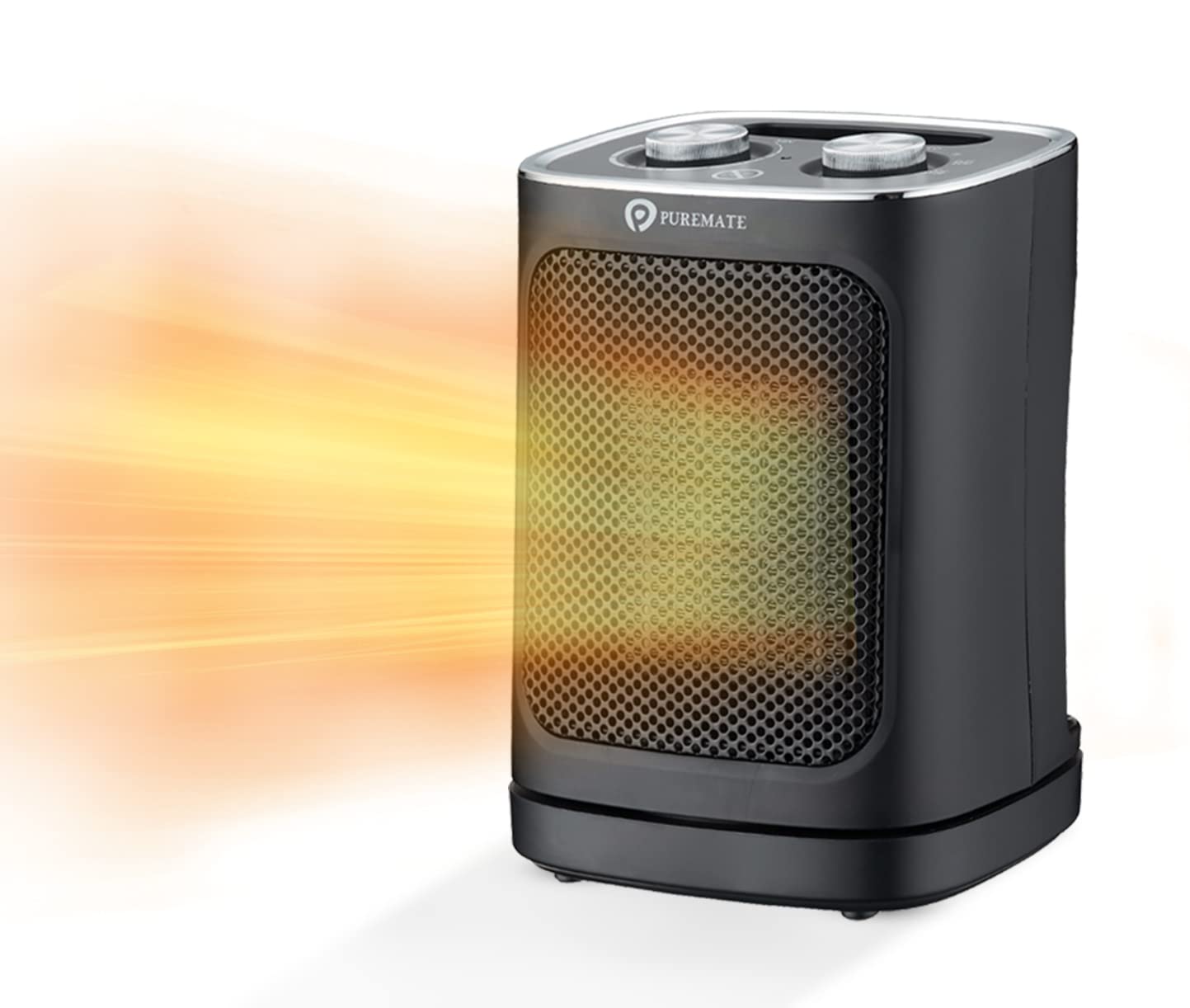 PureMate Ceramic Fan Heater, 1800W Portable Electric Heater with 2 Heat  Settings, Space Heater with Oscillating, Adjustable Thermostat u0026 Safety  Cut-Off, Tip-Over and Overheat Protection : Amazon.co.uk: Home u0026 Kitchen