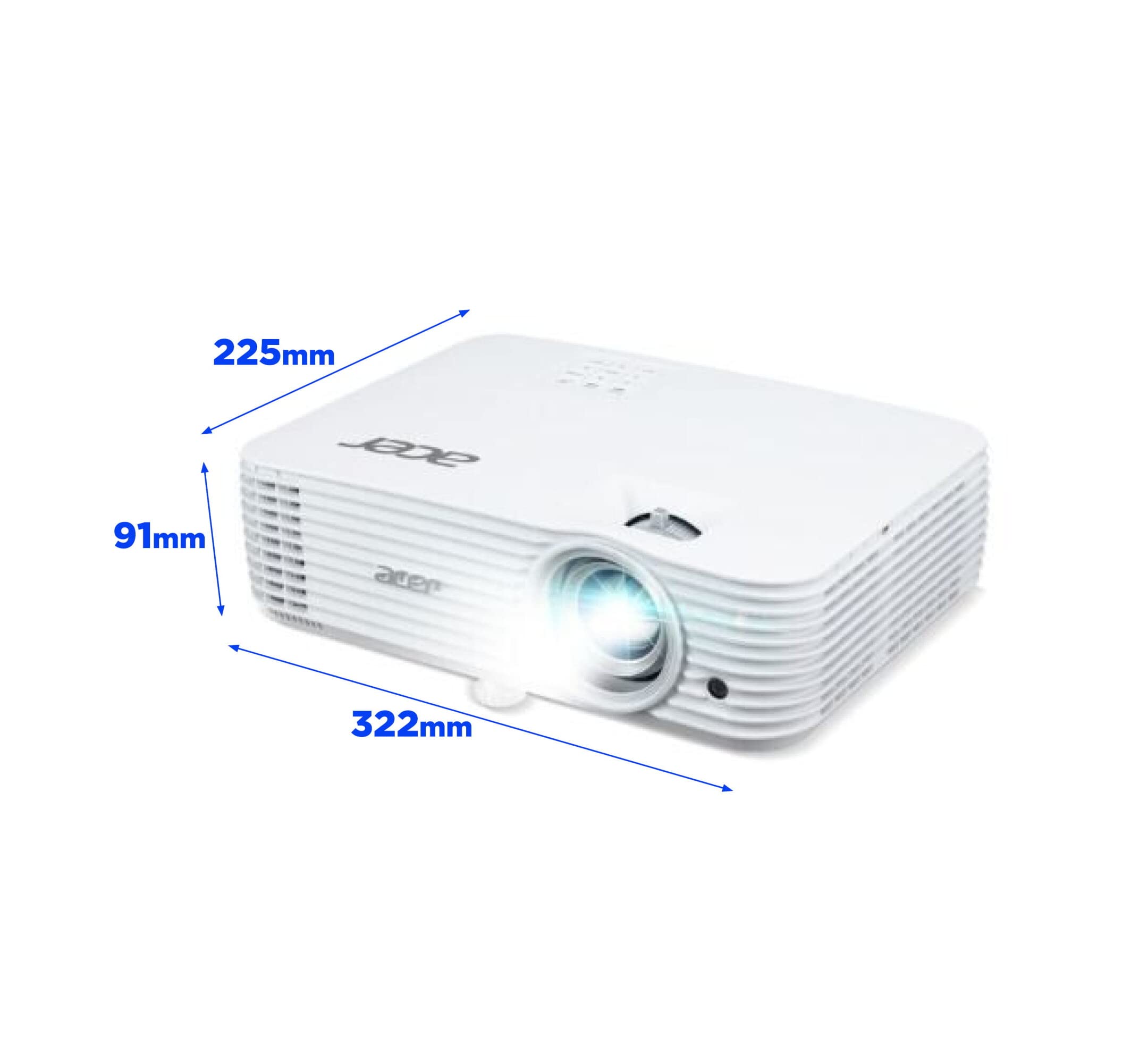 ACER Projektor P1555 (Full HD 1920 x 1080, kontrast: 10 000:1, 4000 ANSI lumenów, HDMI/MHL, VGA, Composite Audio RS232), biały