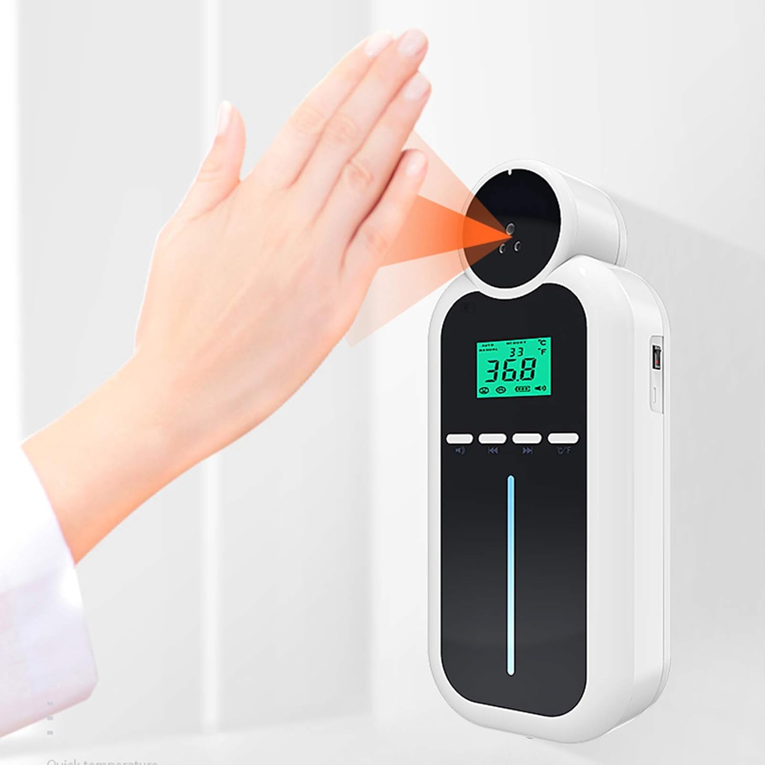 ZJM Medición De Temperatura Montada En La Pared, Máquina De Desinfección por Inducción Automática De 1000 Ml, Verificación De Temperatura Sin Contacto, con Transmisión De Voz Y Alarma De Fiebre