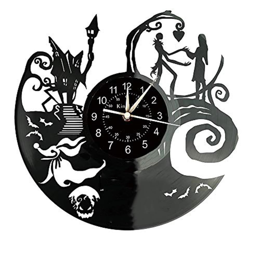 Smotly Black Vinyl Wall Clock, Christmas Themed Pattern Creative, Handmade Wall Clock Gift.