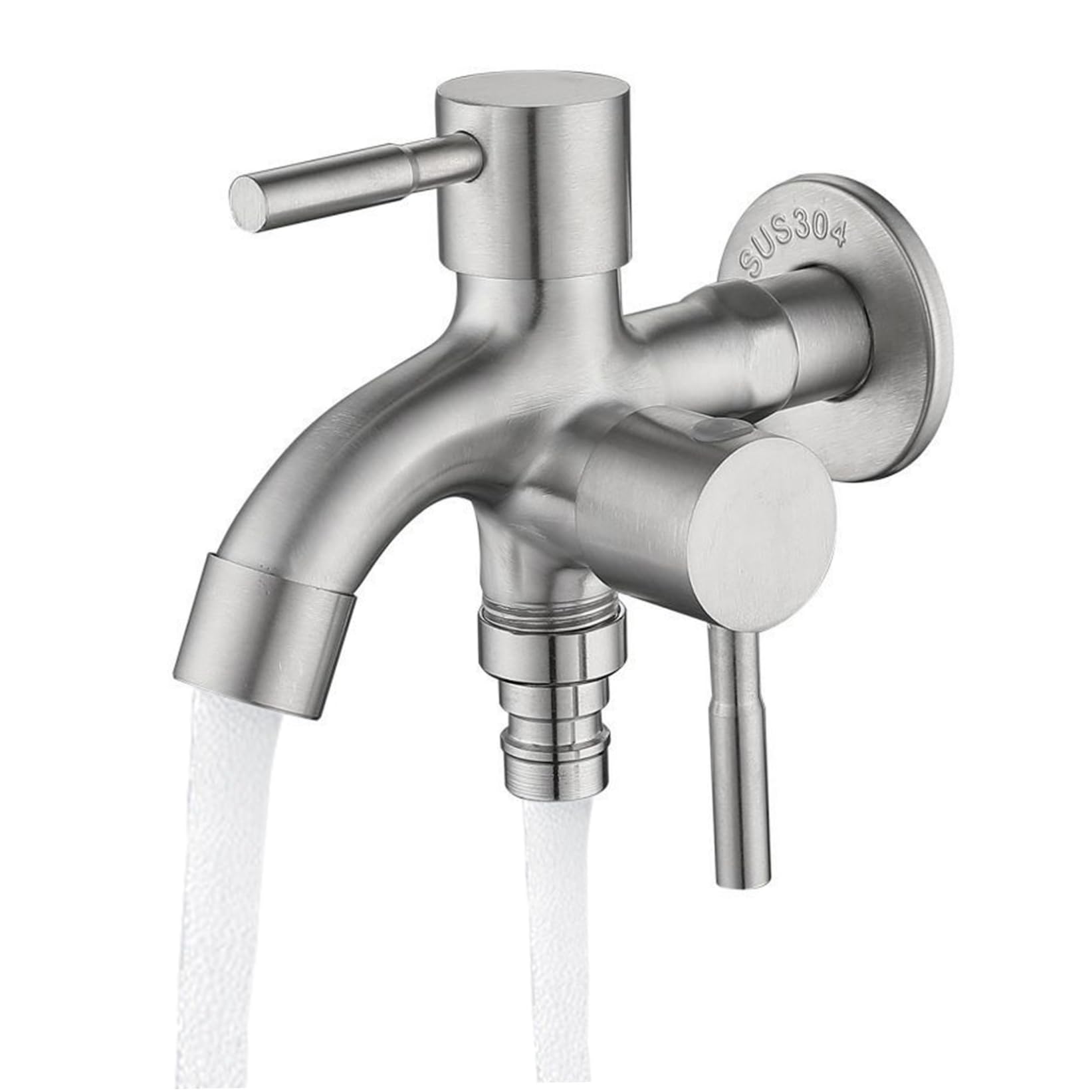 Outdoor Tap, Double Outlet Garden Tap 1/2 inch Double Outdoor Rust-Resistant Stainless Steel Water Faucet for Garden, Household, Industry