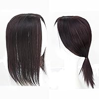 Vista 6 de Clip en la frente postizo recto parte media cuello longitud mujeres pelo Topper extensión marrón claro