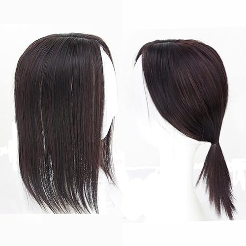 Miniatura 6 de Clip en la frente postizo recto parte media cuello longitud mujeres pelo Topper extensión marrón claro