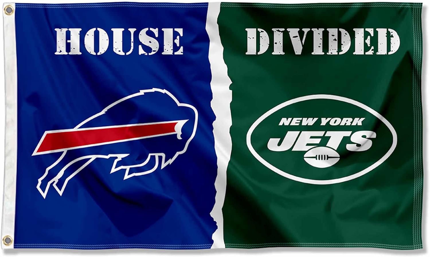 Bills and Jets House Divided Flag Rivalry Banner