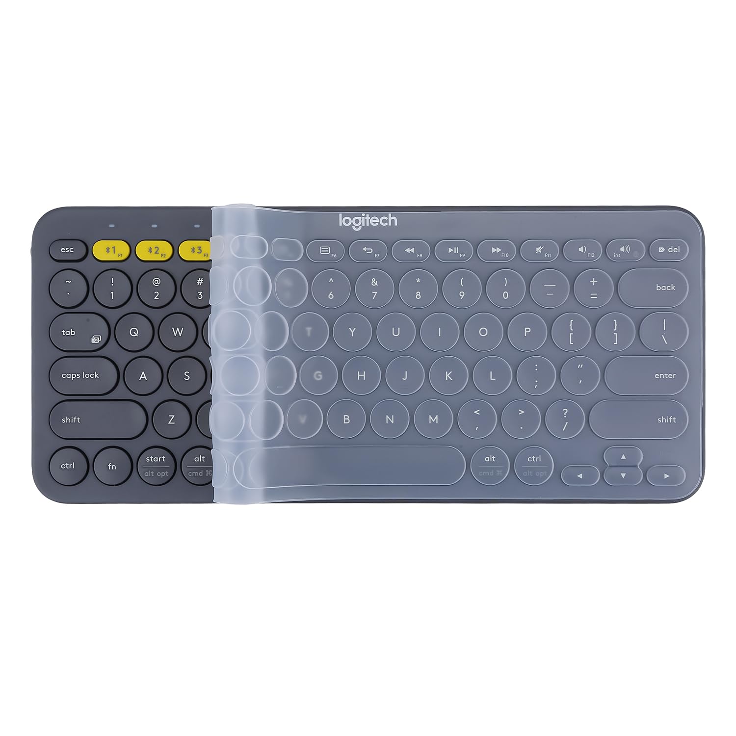 Keyboard Cover Compatible with Logitech K380 Multi-Device Bluetooth Keyboard/Pebble Keys 2 K380S Keyboard - Transparent Silicone Keyboard Protector Skin
