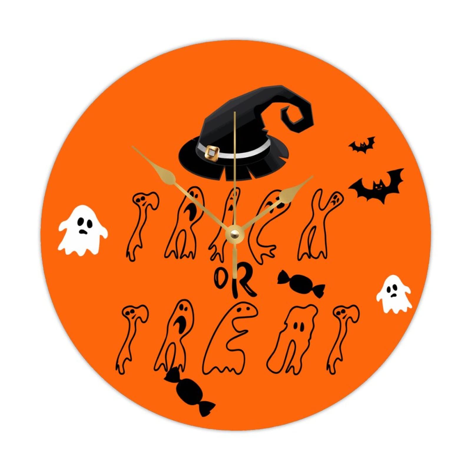 Horloge murale citrouille Halloween bois rond suspendre salon chambre cuisine