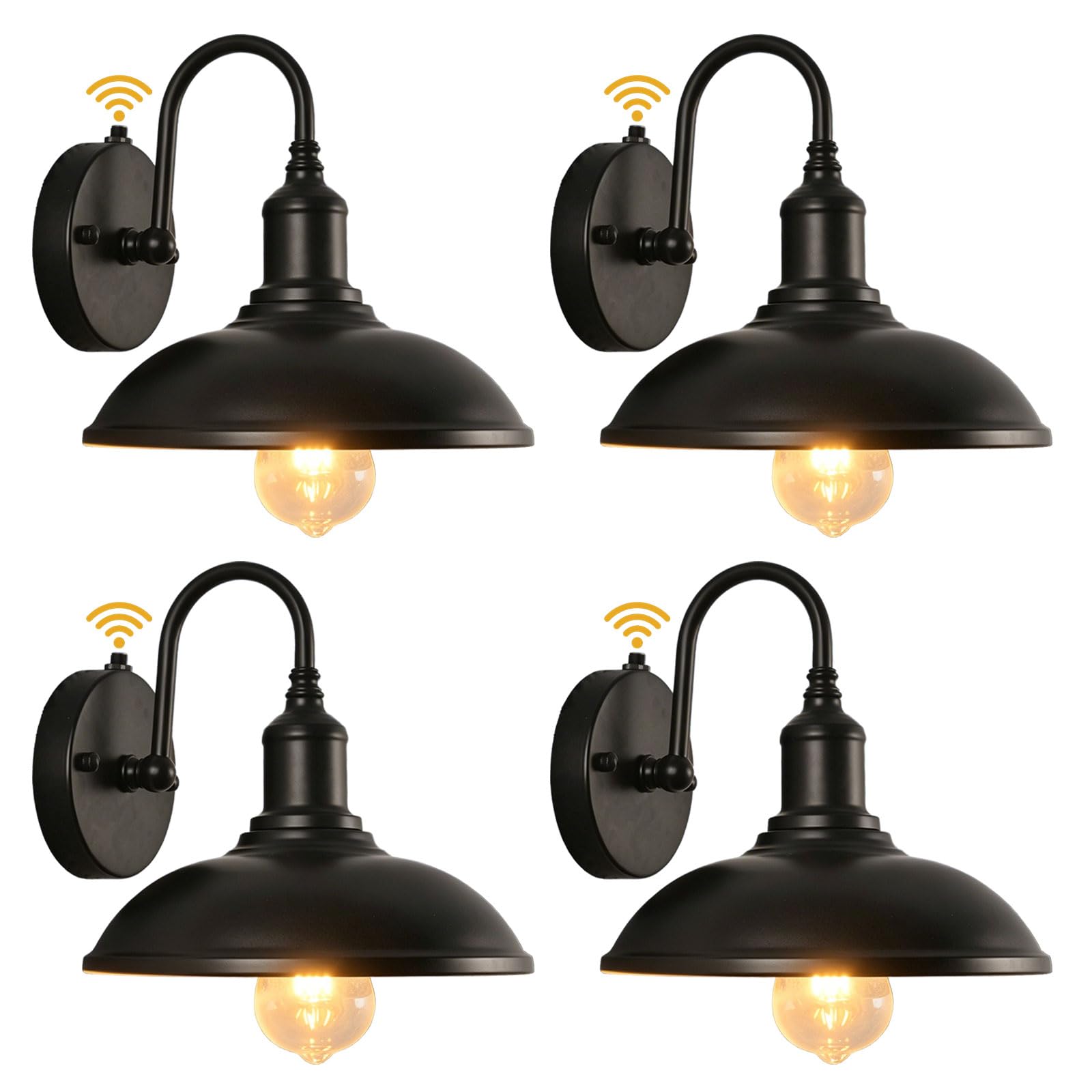Applique da parete per esterni con sensore di luce, illuminazione da parete vintage a collo d'oca impermeabile da fattoria 10 pollici montaggio a parete nero lampade da parete per esterni