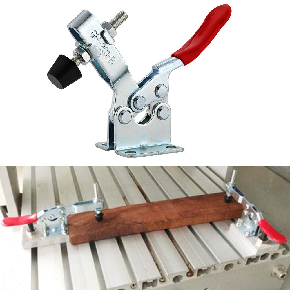 4 Morsetti A Sgancio Rapido GH-201-B - Portata 90kg, Manico Rosso Antiscivolo | Per Lavorazione Legno, Metall - Foto 7