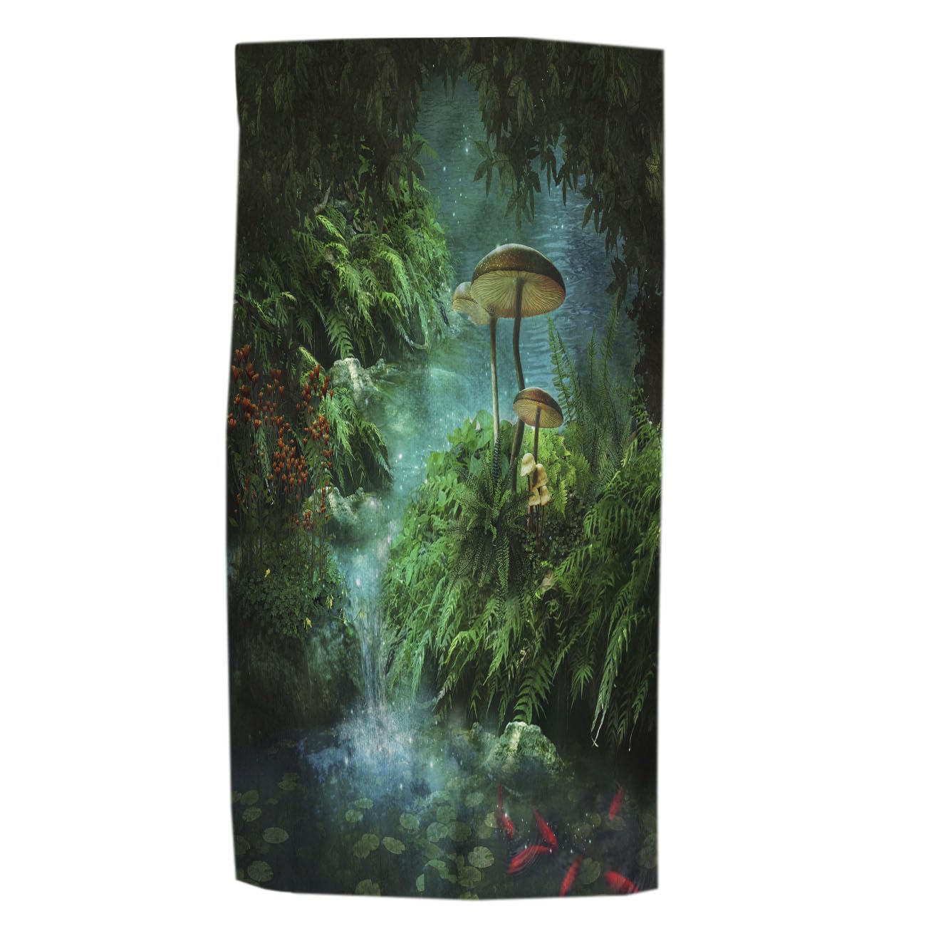 Pehede Red Fishes and Mushroom Hand Towel for Bathroom Fantasy River with a Pond Decorative Bath Towels Soft Absorbent Kitchen Hand Towels for Home