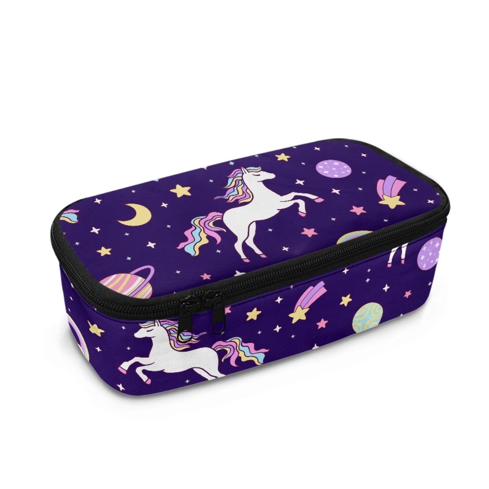 Renewold Rainbow Horse Large Capacity Pencil Pouch Portable Stationery Bag Multi-Slot Pencil Case Organizer with Compartments Wide Opening for Teens Elementary Middle School
