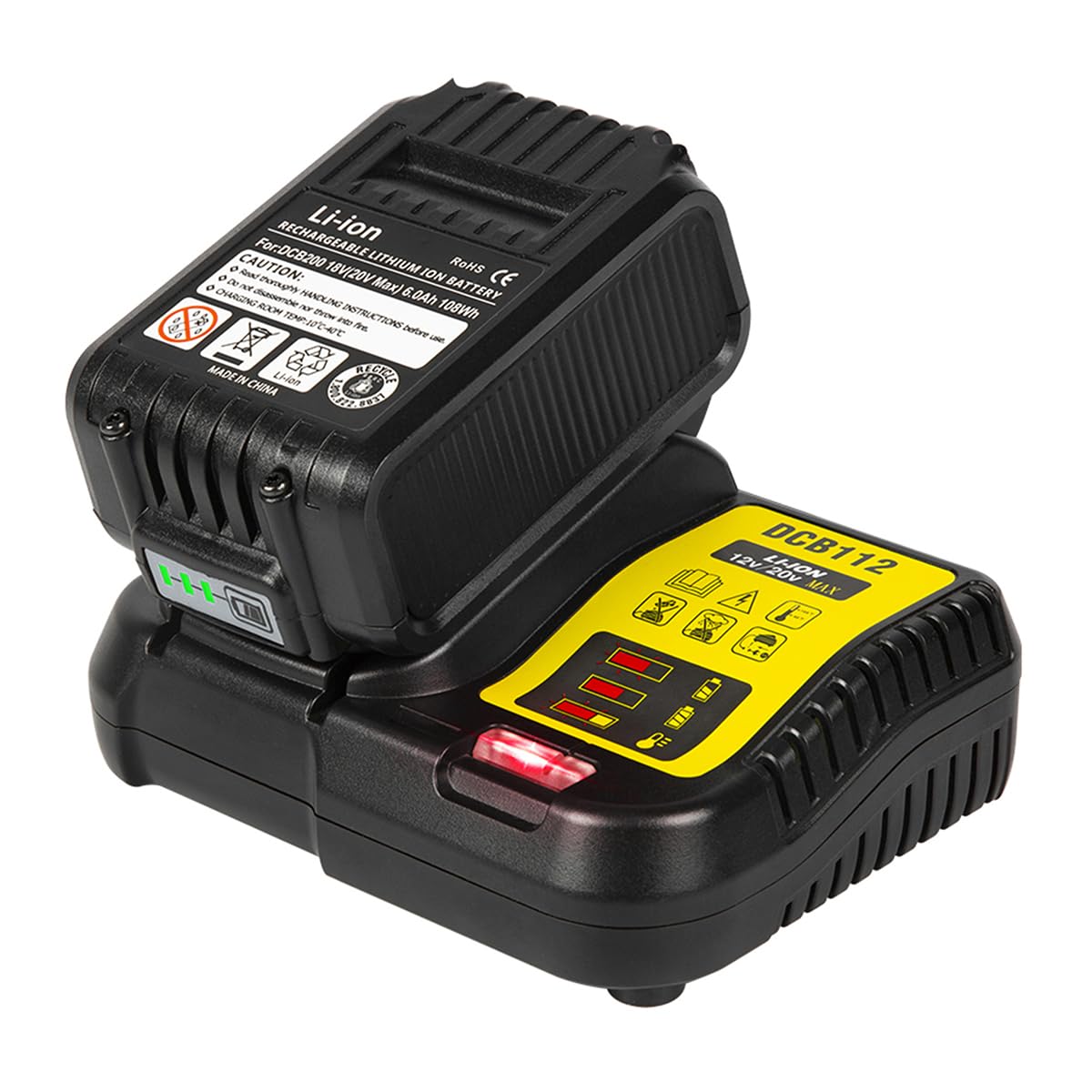Namvo DCB112 Cargador de batería de repuesto para cargador de batería compatible con batería de litio 10,8-20 V Max XR