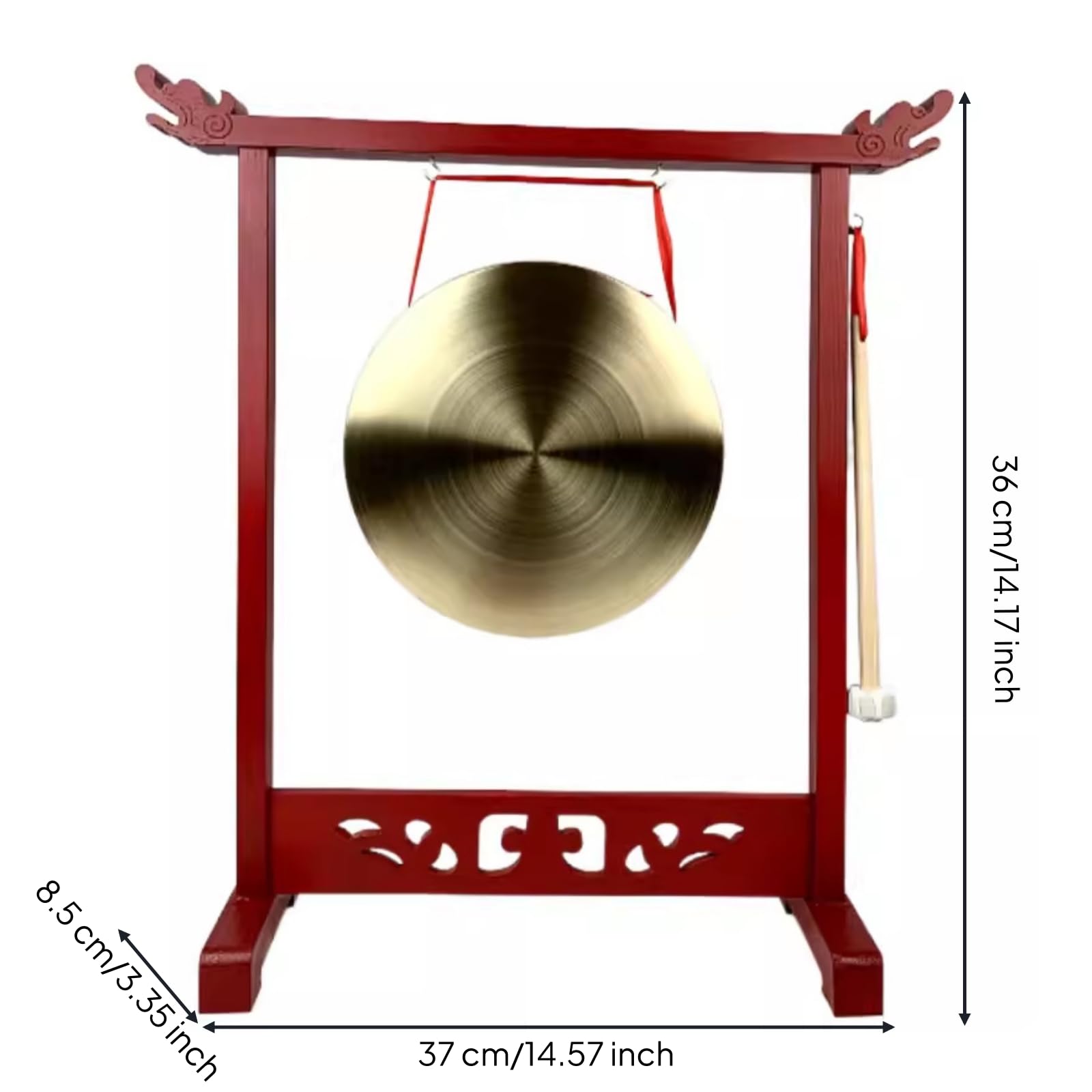rockible Gong con Soporte Madera | Relajante, Verdadero, Gong Decorativo, para Inauguraciones, Oficina, 25CM