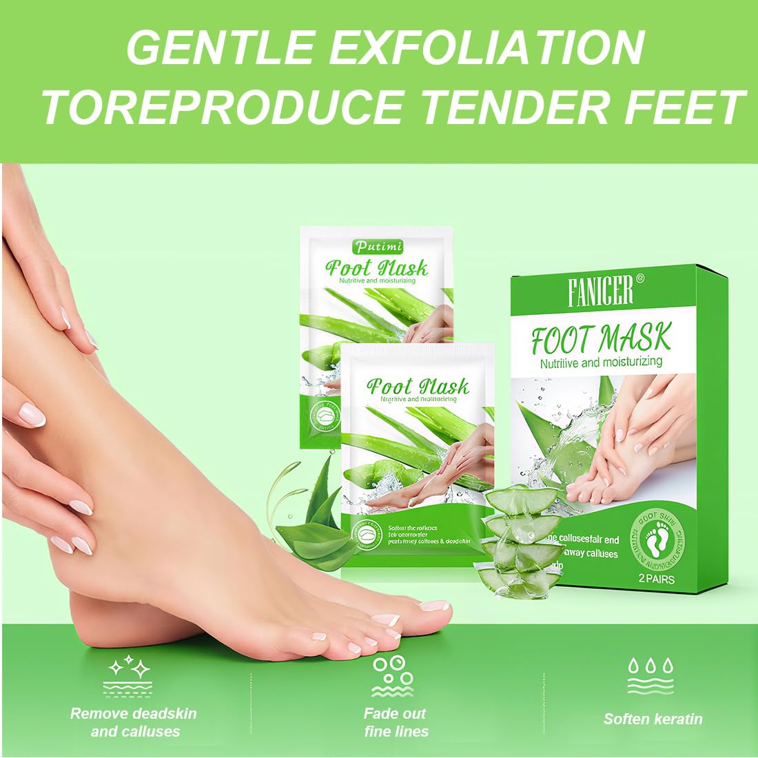 2 Paires Masque Pied, Peeling Pied, Masque Pieds Peeling Exfoliant, Callus Peeling Pieds, Masque Exfoliant Pied Pour Enlever Les Callosités, Aloe Vera