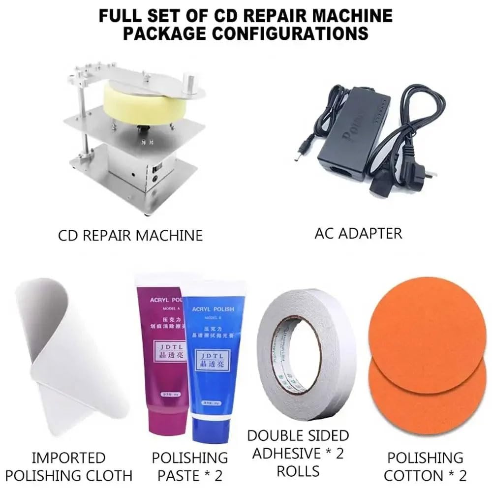 Disc Poliermaschine, 200W Datenrettung und Kratzer Reparatur Werkzeug, Edelstahl Chassis zum Schleifen und Polieren von Scheiben, DVD/VCD Scratch Repair