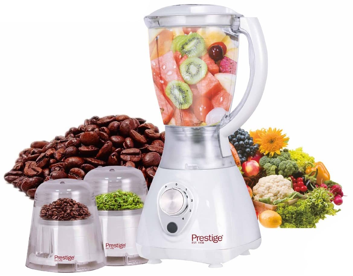 PrestigeBlender 1.5 Ltr, 450Watts with 2 dry grinders coffee, Spice and herbs, 50 60 Hz, . 2 speed+pulse, WHITE, PR81581