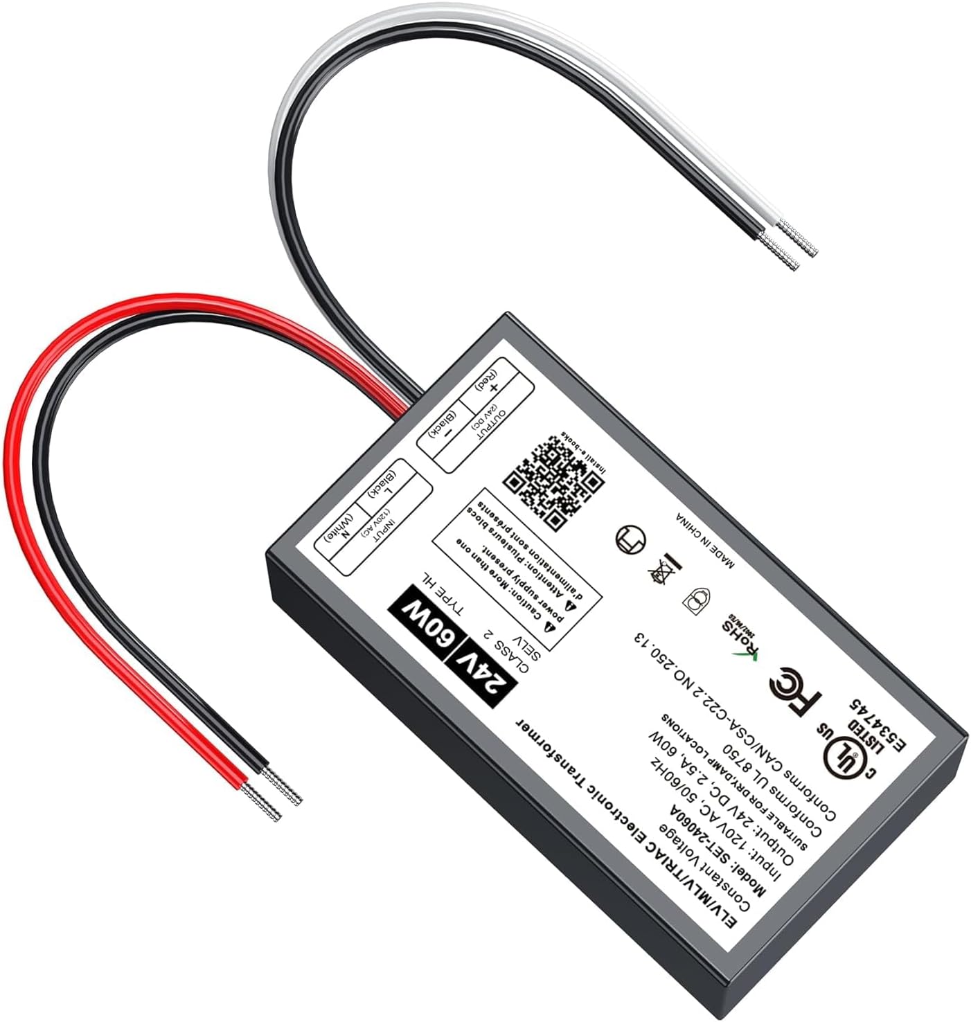24V Dimmable LED Driver, 60W Triac ELV/MLV LED Transformer Compatible with Lutron&Leviton Switches, Dimmable Power Supply 60W 24V for Light Smooth Flicker Free Dimming