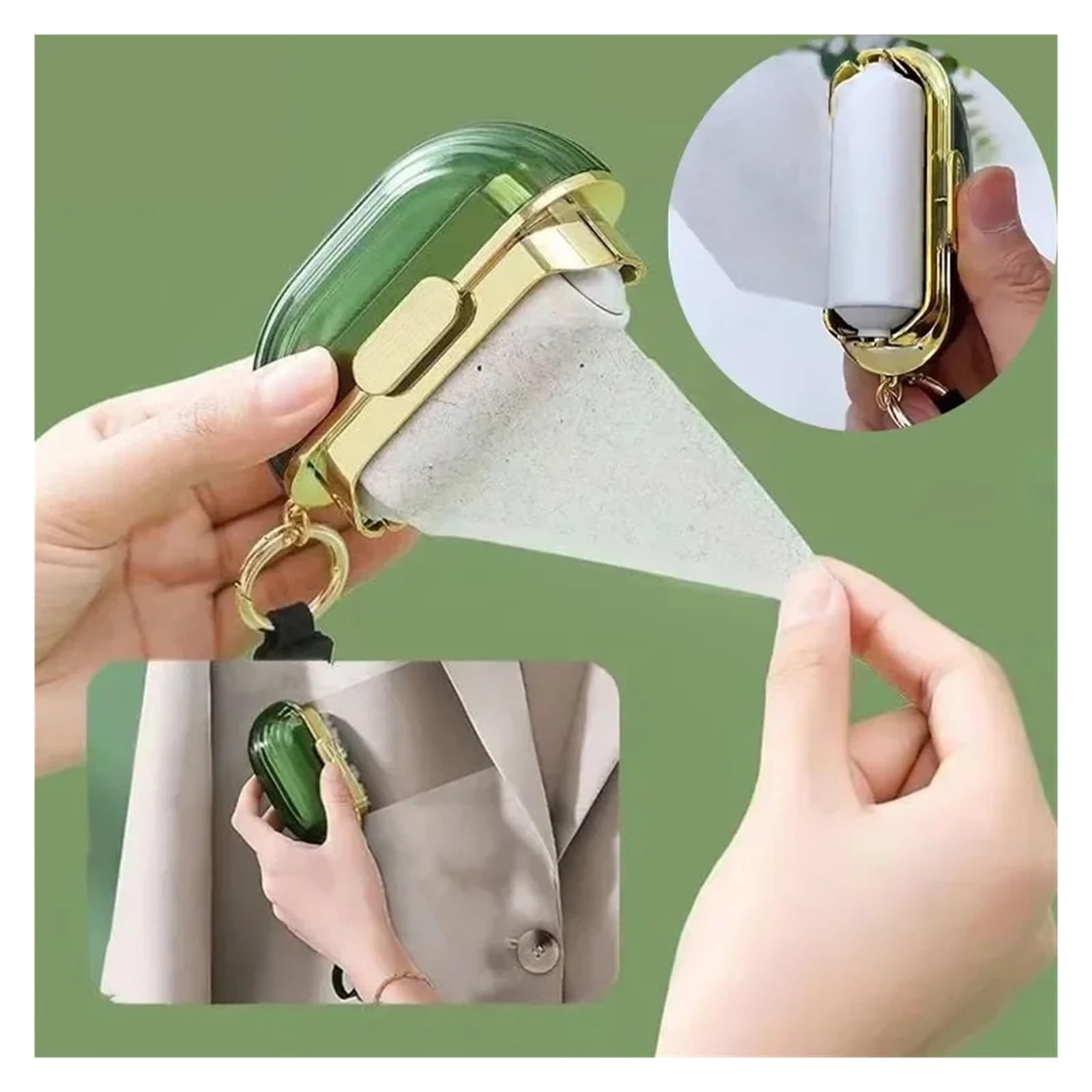 Rodillo de pelusa para quitar pelo de mascotas, rodillo adhesivo para ropa, alfombras y camas, rollo portátil de papel rasgable, accesorios de limpieza, ideal para uso doméstico