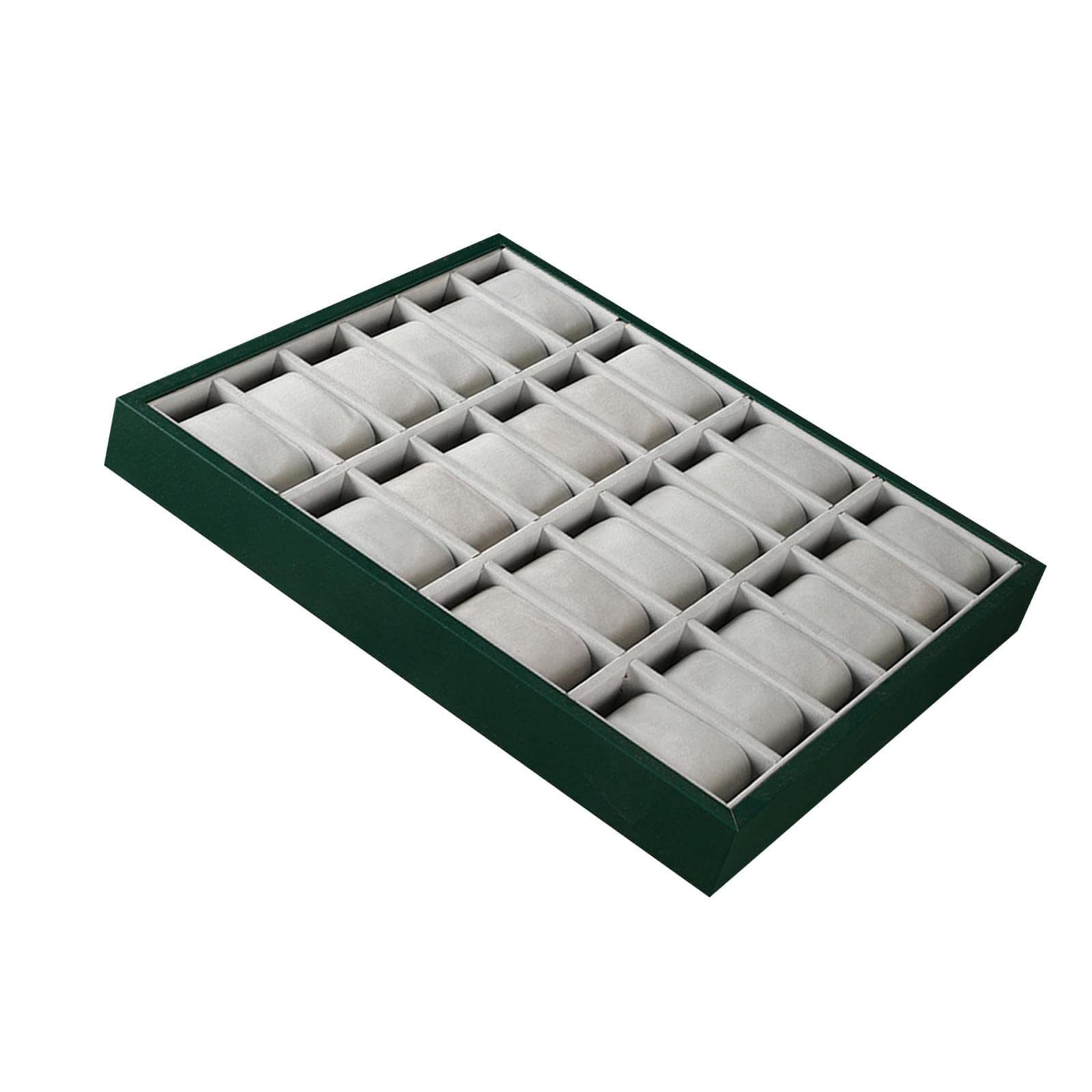 Milageto Hochwertiges Samt Uhrentablett mit Kissen, Stapelbares Uhrenkissen, Tablett, Armband, Uhrendisplay, Organizer für Schubladen, Tischkommode, 24Steckplatz