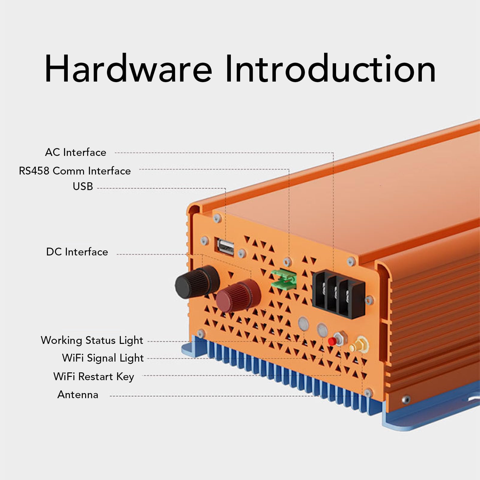 Eujgoov Inverter per Collegamento Alla Rete da 1000 W, Inverter di Energia Solare con MPPT, Monitoraggio WiFi, Antiriflusso per il Fotovoltaico Domestico (230V)